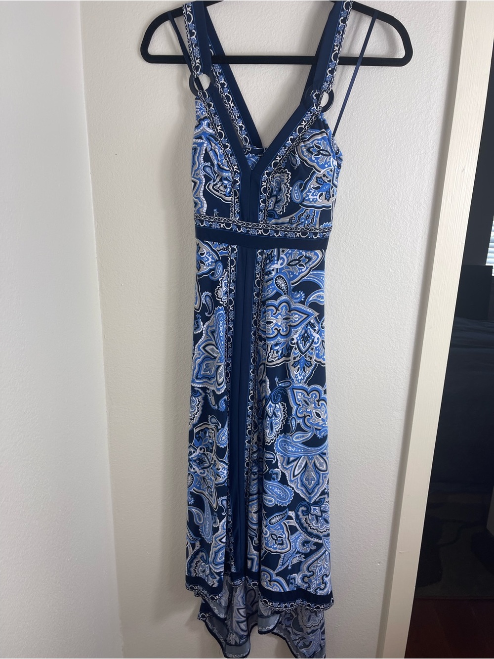 INC International Concepts Blue Paisley Print Halter-Back Maxi Dress Size Large